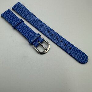 Croton Blue Replacement Watch Band 14MM Embossed Leather Silver Buckle
